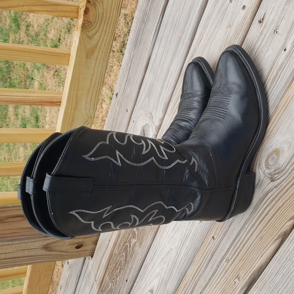 Old West Mens Trucker Leather Western Work 13" Boots Soft Toe Size 10 EE Cowboy - Picture 4 of 17